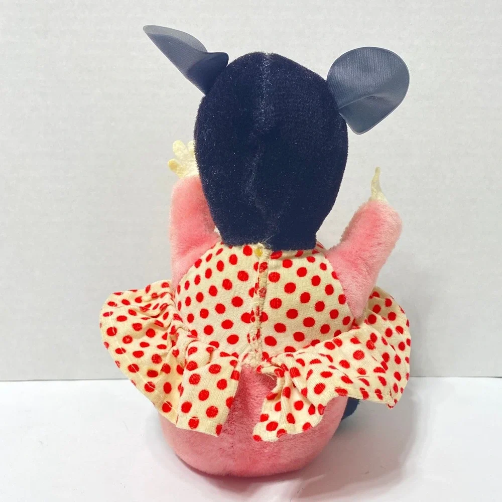 Vintage Walt Disney Minnie‎ Mouse Gund Rubber Face Plush Roly Poly Rattle *